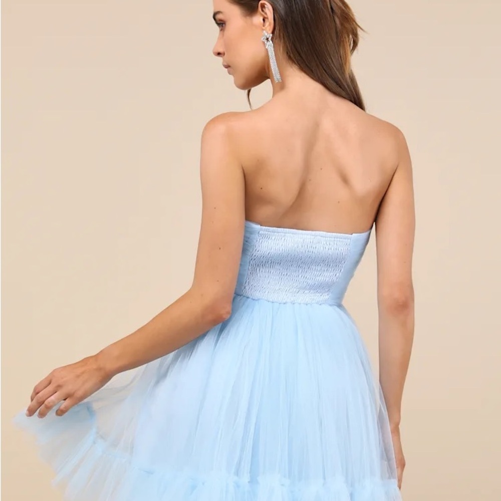 Lulu's Strapless Sky Blue Tulle Dress - two sizes available! - Picture 3 of 3
